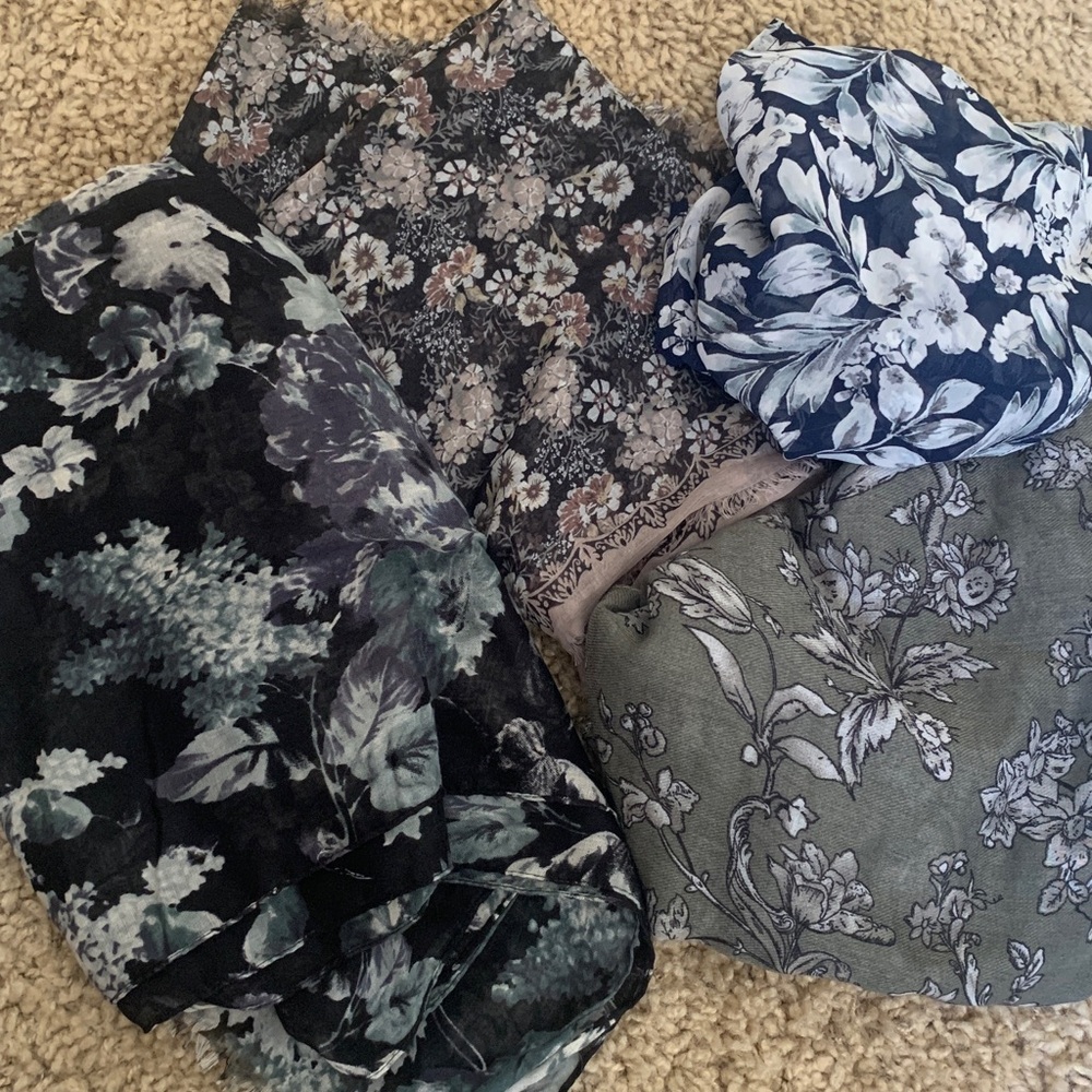 Floral four scarf bundle earth tones